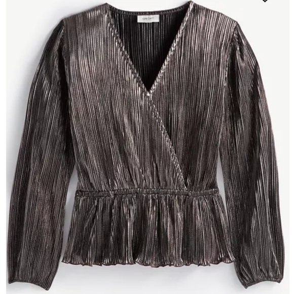 On 34th Metallic Peplum Top Size 2X - Picture 2 of 3